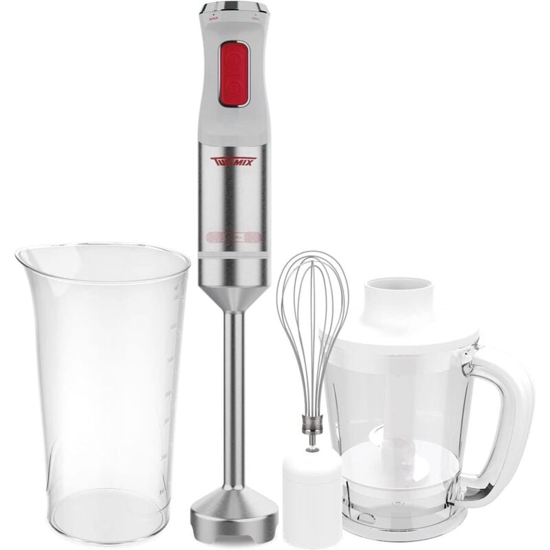 Turmix Valkiria - Stabmixer de, 1500W, Geschwindigkeitsregler, Edelstahl, pica und Schneebesen, Turbofunktion, Soft-Touch-Oberfläche, komplettes Set