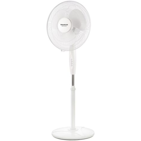 Taurus – Ventilatore a Piantana Greco 16CR Pure 45W  Oscillante  Inclinazione regolabile  3 Pale 40cm  3 Velocità  Altezza regolabile  Base rotonda  Griglia rimovibile  Maniglia  Bianco