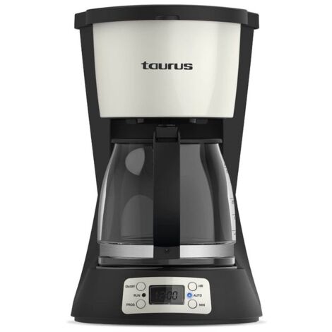Taurus Vintage Digital Cream - Kaffeemaschine de drip programmierbar de 1.5L, Timer digital 24h, LCD-Display, 1000W, Dauerfilter, Antitropfsystem, Heizplatte, mit Abschaltautomatik