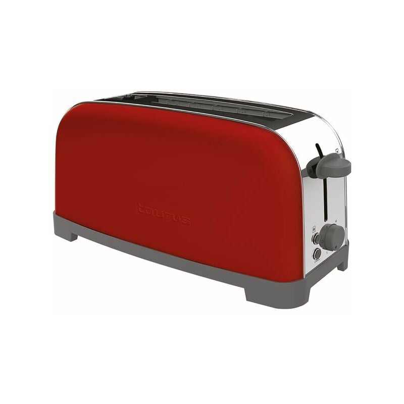 Image of tostapane vintage 850w acciaio 6° rosso acciaio inox - VINTAGESINGLERED850W - taurus