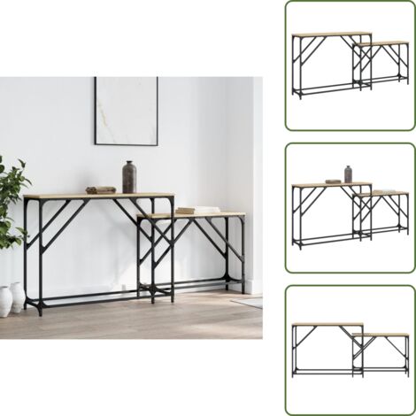 Tavoli da divano - vidaXL Tavoli Consolle Impilabili 2pz Rovere Sonoma Legno Multistrato - Tavoli in legno multistrato