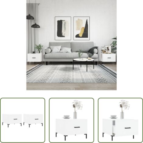 Tavoli da salotto -  Tavolini da Salotto 2 pz Bianchi 50x50x40 cm Legno Multistrato
