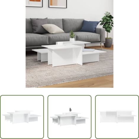Tavoli da salotto -  Tavolini da Salotto 2 pz Bianco Lucido in Legno Multistrato