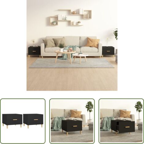 Tavoli da salotto -  Tavolini da Salotto 2 pz Neri 50x50x40 cm in Legno Multistrato