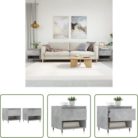 Tavoli da salotto -  Tavolini Salotto 2pz Grigio Cemento 50x46x50 Legno Multistrato