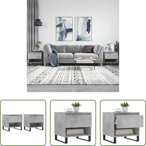 Tavoli da salotto -  Tavolini Salotto 2pz Grigio Cemento 50x46x50 Legno Multistrato