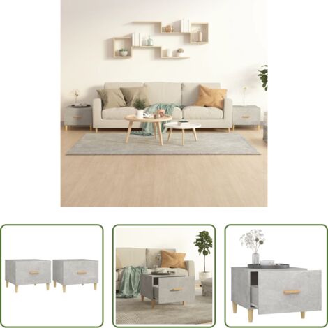 Tavoli da salotto -  Tavolini Salotto 2pz Grigio Cemento 50x50x40 Legno Multistrato