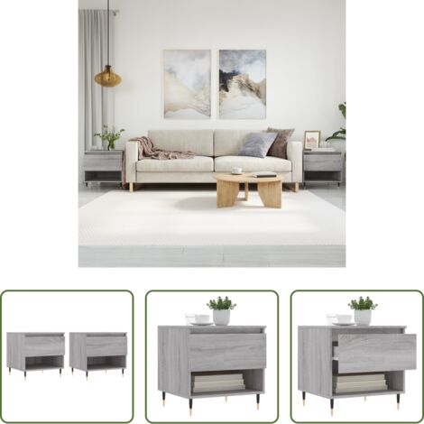 Tavoli da salotto -  Tavolini Salotto 2pz Grigio Sonoma 50x46x50cm Legno Multistrato