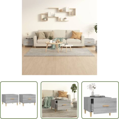 Tavoli da salotto -  Tavolini Salotto 2pz Grigio Sonoma 50x50x40cm Legno Multistrato