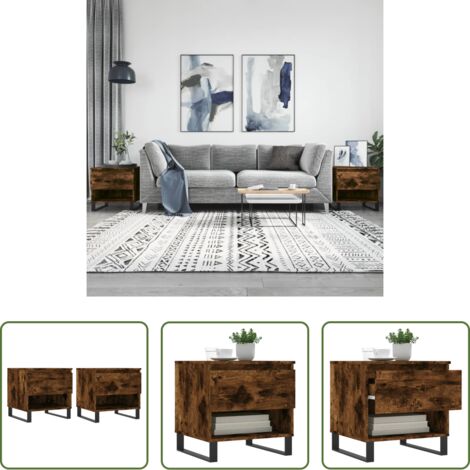 Tavoli da salotto -  Tavolini Salotto 2pz Rovere Fumo 50x46x50 cm Legno Multistrato