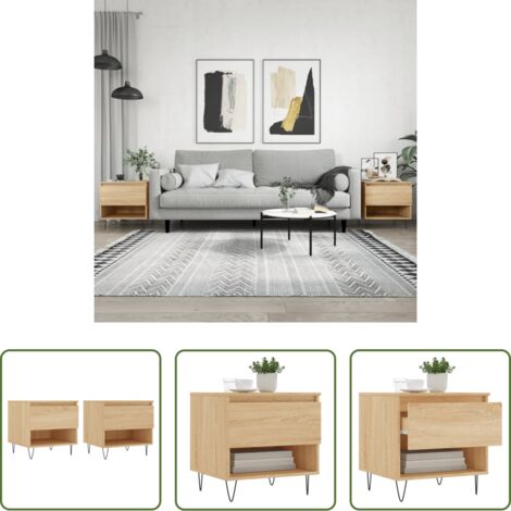 Tavoli da salotto - Tavolini Salotto 2pz Rovere Sonoma 50x46x50cm Legno Multistrato