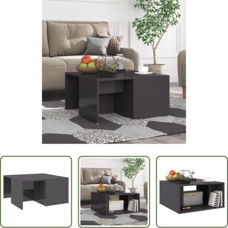 Tavoli da salotto -  Tavolini Salotto 4pz Grigio Lucido 33x33x33cm Legno Multistrato