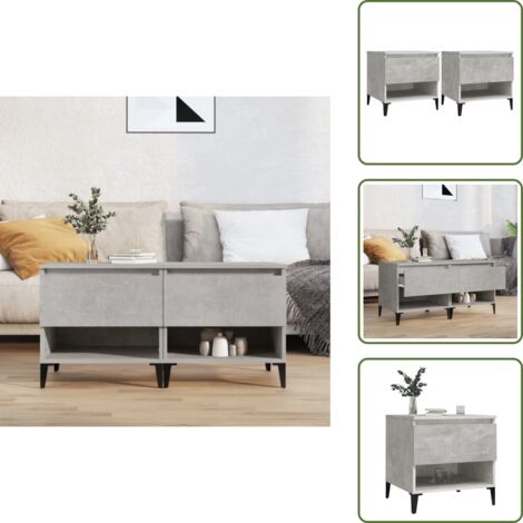 Tavoli grigio cemento - vidaXL Tavolini 2pz Grigio Cemento 50x46x50 cm in Legno Multistrato - Tavoli con cassetto