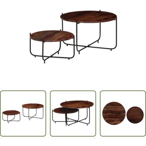 Tavoli in acacia -  Set Tavolini da Salotto 2 pz in Massello di Acacia 60x35 cm