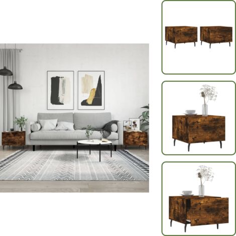 Tavoli in ferro - vidaXL Tavolini Salotto 2 pz Rovere Fumo 50x50x40cm Legno Multistrato - Tavoli da salotto Rovere Fumo
