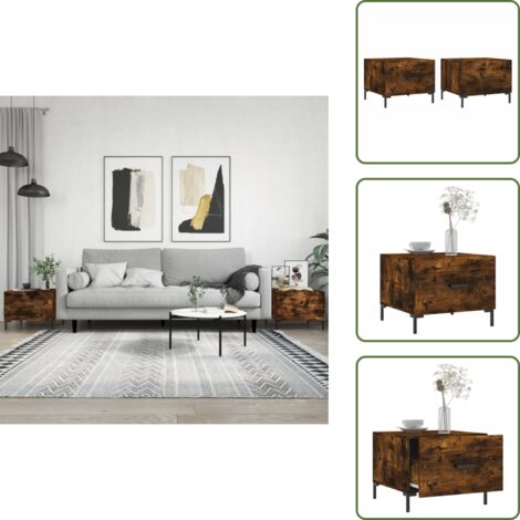 Tavoli in ferro - vidaXL Tavolini Salotto 2 pz Rovere Fumo 50x50x40cm Legno Multistrato - Tavoli da salotto Rovere Fumo