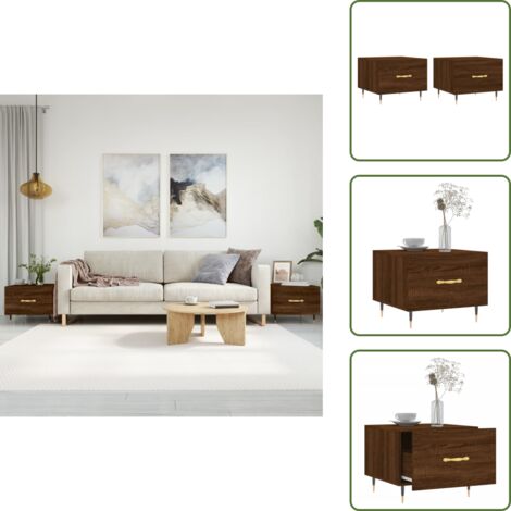 Tavoli in ferro - vidaXL Tavolini Salotto 2 pz Rovere Marrone 50x50x40 Legno Multistrato - Tavoli da salotto Rovere