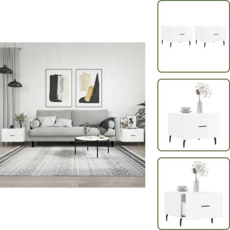Tavoli in ferro - vidaXL Tavolini Salotto 2pz Bianco Lucido 50x50x40cm Legno Multistrato - Tavoli da salotto moderni