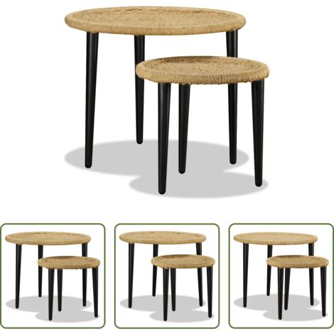 Tavoli in iuta -  Set Tavolini da Salotto 2 pz in Iuta Naturale
