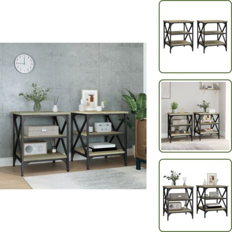 Tavoli in legno multistrato - vidaXL Tavolini 2 pz Rovere Sonoma 40x42x50 cm in Legno Multistrato - Tavoli industriali