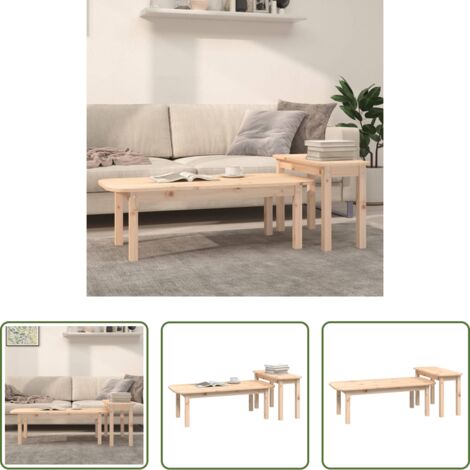 Tavoli in legno -  Set Tavolini da Salotto 2 pz in Legno Massello di Pino