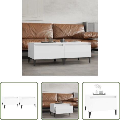 Tavoli in legno -  Tavolini 2pz Bianco Lucido 50x46x35 cm in Legno Multistrato