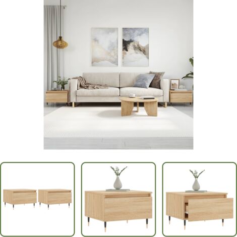 Tavoli in legno -  Tavolini Salotto 2pz Rovere Sonoma 50x46x35cm Legno Multistrato