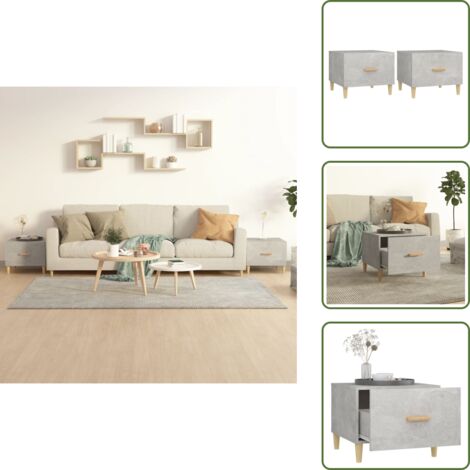 Tavoli in legno - vidaXL Tavolini Salotto 2pz Grigio Cemento 50x50x40 Legno Multistrato - Tavoli in legno multistrato