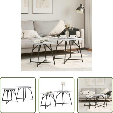 Tavoli in metallo -  Set tavolini 2 pcs Grigio Sonoma e Nero