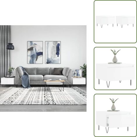 Tavoli in metallo - vidaXL Tavolini Salotto 2pz Bianco Lucido 50x46x35cm Legno Multistrato - Tavoli moderni