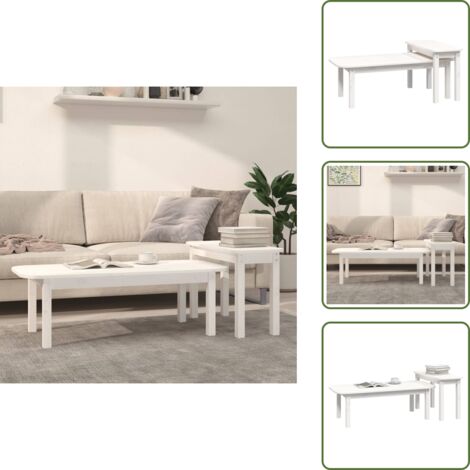 Tavoli in pino - vidaXL Set Tavolini da Salotto 2 pz Bianco in Legno Massello di Pino -