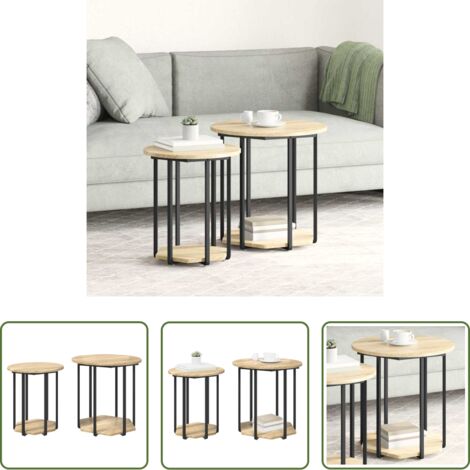 Tavoli industriali -  Set tavolini con lo scaffale 2 pcs Marrone