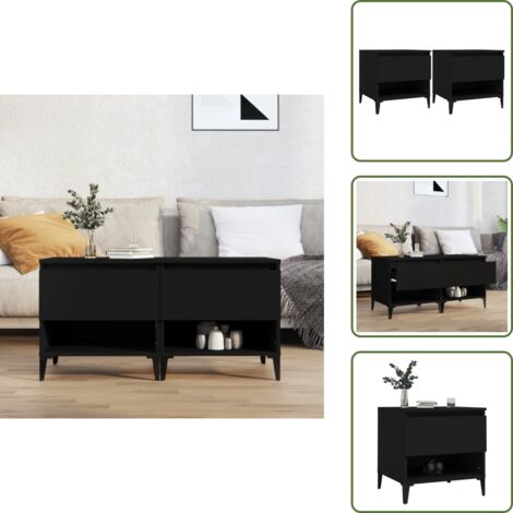 Tavoli industriali - vidaXL Tavolini 2 pz Neri 50x46x50 cm in Legno Multistrato - Tavoli neri