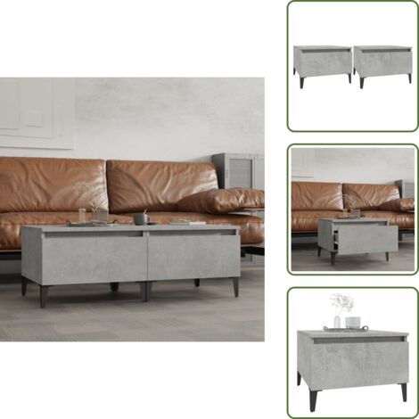 Tavoli industriali - vidaXL Tavolini 2pz Grigio Cemento 50x46x35 cm in Legno Multistrato - Tavoli grigio cemento