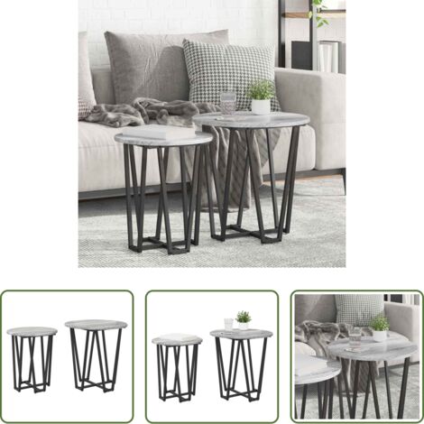 Tavoli rotondi -  Set tavolini 2 pcs Grigio Sonoma e Nero