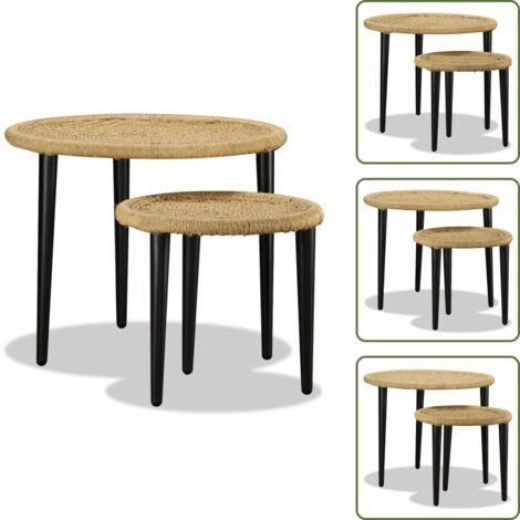 Tavoli rustici - vidaXL Set Tavolini da Salotto 2 pz in Iuta Naturale - Tavoli per casa