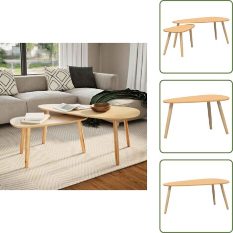 Tavoli scandinavi - vidaXL Set Tavolini Salotto 2pz Legno Massello Massello Pino Marrone - Tavoli da notte
