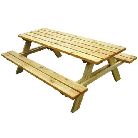 TAVOLI TAVOLO PER GIARDINO PIC NIC CON PANCHE LASA IMPREGNATI CM. 200X148XH70