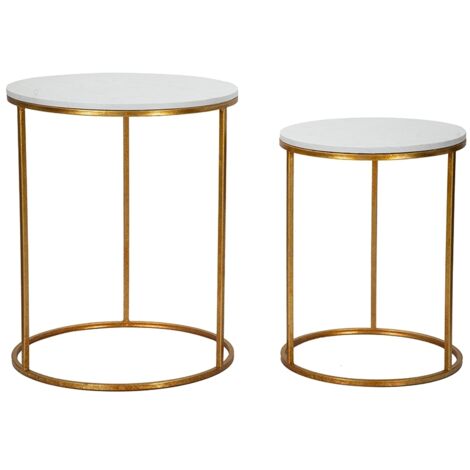 Tavolinetti coppia in metallo color oro per interni set da 2