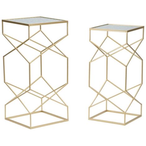 TAVOLINETTI GLASSY COPPIA CM 31,5X31,5X68-28X28X64