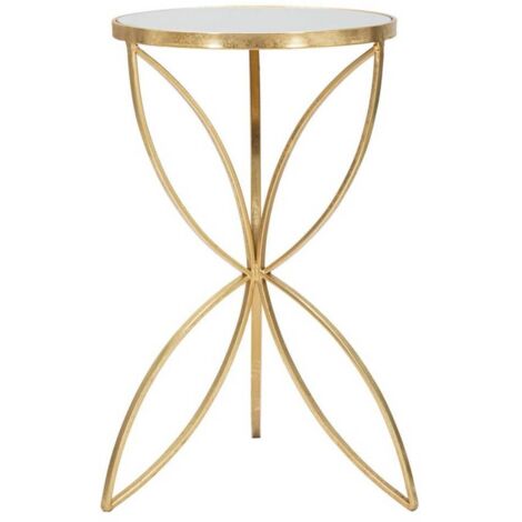 Tavolinetto "Butterfly" struttura in metallo color oro ripiano in vetro per interni