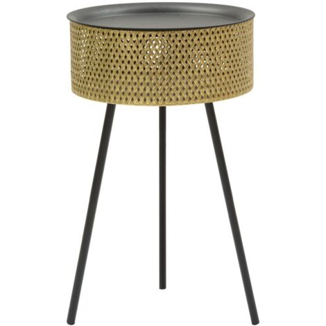 Tavolinetto "Glovy" struttura in metallo con gambe color nero per interni -Ø 40 x 65 cm
