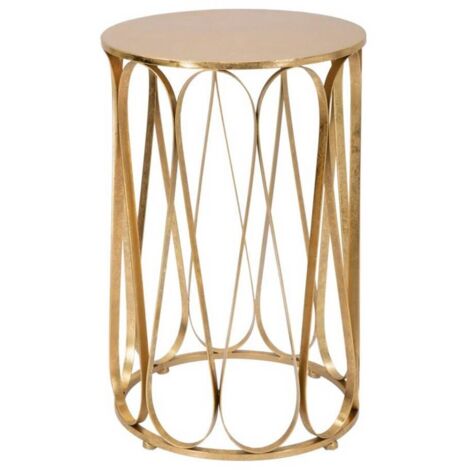 Tavolinetto porta telefono rotondo struttura in ferro color oro per interni -Ø 37 x 58 cm