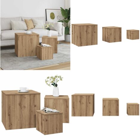 Tavolini 3 pz Legno Antico in Legno Multistrato - Tavoli in legno - Tavoli antichi