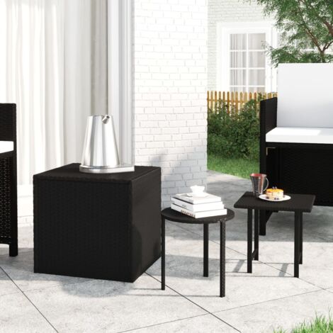 Tavolini 3 pz Neri in Polyrattan vidaXL