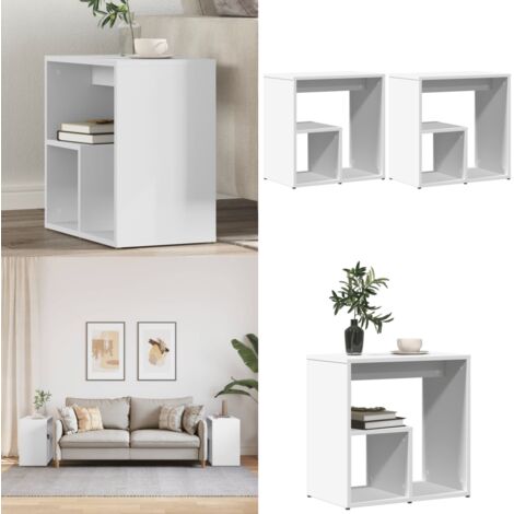 Tavolini Bianchi 2 pz 50x30x50 cm in Legno Multistrato - Tavolino bianco - Tavolino da soggiorno