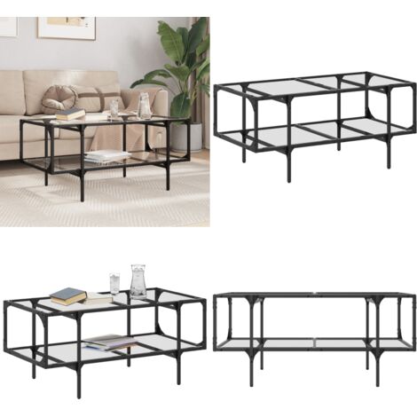 Tavolini con Piano Vetro Trasparente 2 pz 98,5x50x45 cm Acciaio - Tavolino in vetro - Tavolino moderno