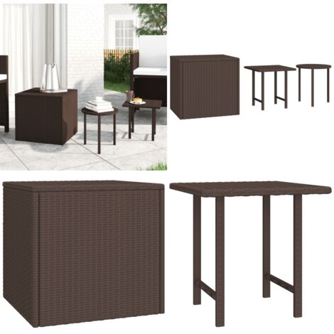Tavolini da Giardino 3 pz Marroni in Polyrattan - Tavoli da esterno - Tavoli in rattan