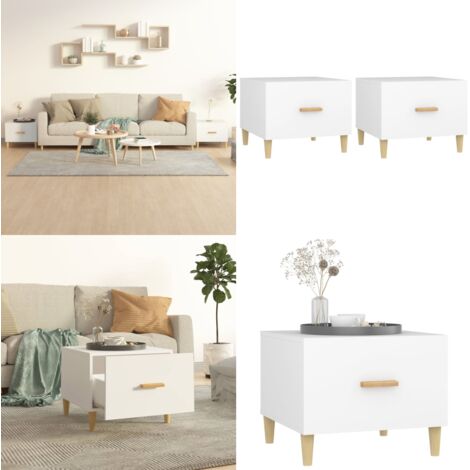 Tavolini da Salotto 2 pz Bianchi 50x50x40 cm Legno Multistrato - Tavoli da salotto - Tavoli da divano