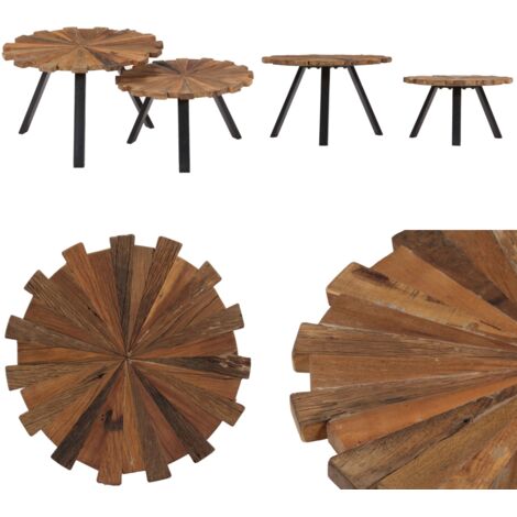 Tavolini da Salotto 2 pz in Legno Massello di Recupero - Tavolino in legno - Tavolino in legno massello